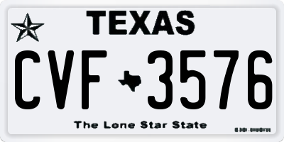 TX license plate CVF3576