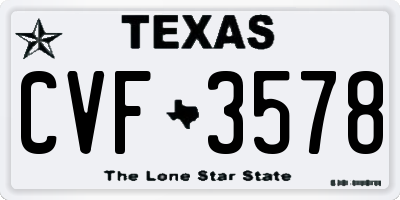 TX license plate CVF3578