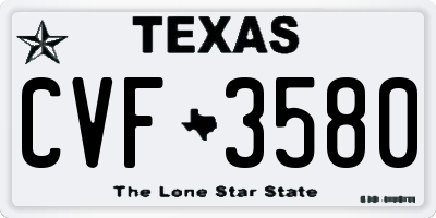 TX license plate CVF3580