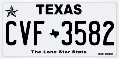 TX license plate CVF3582