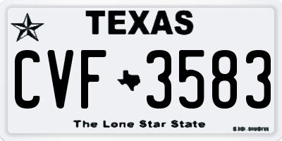 TX license plate CVF3583