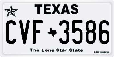 TX license plate CVF3586