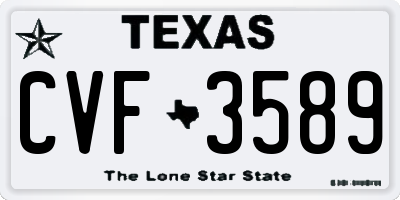 TX license plate CVF3589
