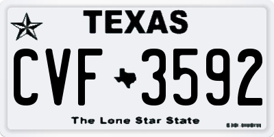 TX license plate CVF3592
