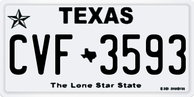 TX license plate CVF3593