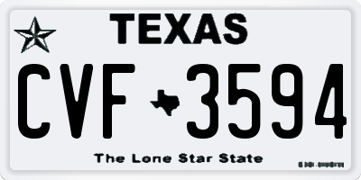 TX license plate CVF3594