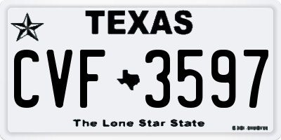 TX license plate CVF3597