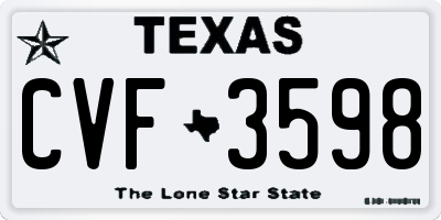 TX license plate CVF3598