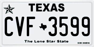 TX license plate CVF3599