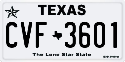 TX license plate CVF3601