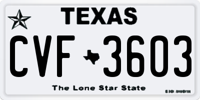TX license plate CVF3603