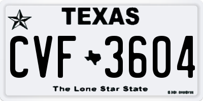 TX license plate CVF3604