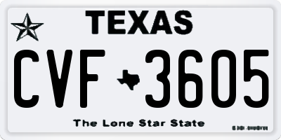 TX license plate CVF3605