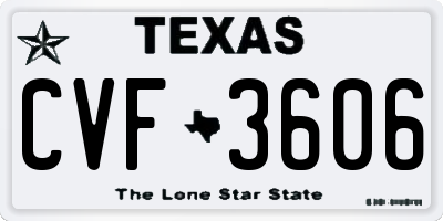 TX license plate CVF3606