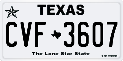 TX license plate CVF3607