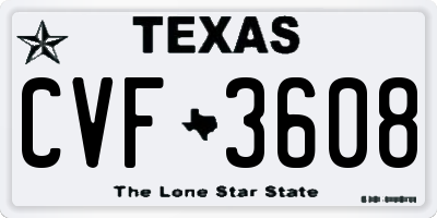 TX license plate CVF3608