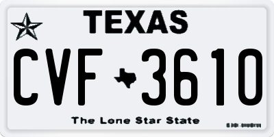 TX license plate CVF3610