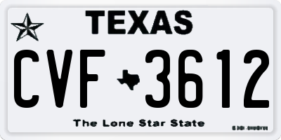 TX license plate CVF3612