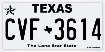 TX license plate CVF3614
