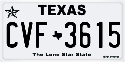 TX license plate CVF3615