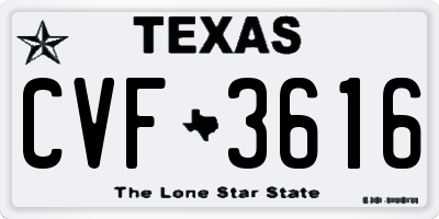 TX license plate CVF3616