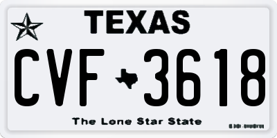TX license plate CVF3618