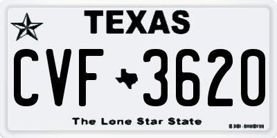 TX license plate CVF3620