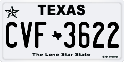 TX license plate CVF3622