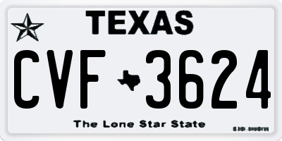 TX license plate CVF3624