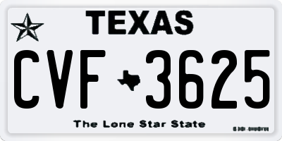 TX license plate CVF3625