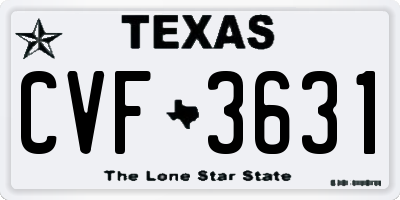 TX license plate CVF3631