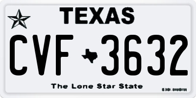 TX license plate CVF3632