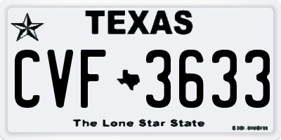 TX license plate CVF3633