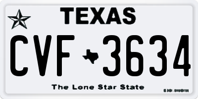 TX license plate CVF3634