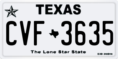 TX license plate CVF3635