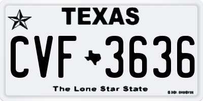 TX license plate CVF3636
