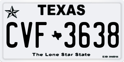 TX license plate CVF3638