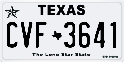 TX license plate CVF3641