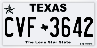 TX license plate CVF3642