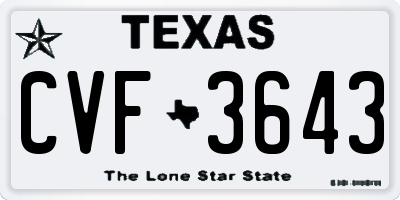 TX license plate CVF3643