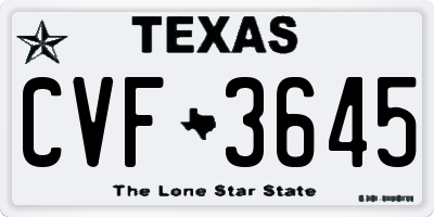 TX license plate CVF3645