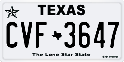 TX license plate CVF3647