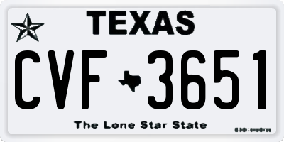 TX license plate CVF3651