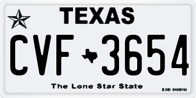 TX license plate CVF3654