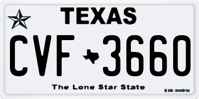 TX license plate CVF3660