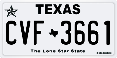TX license plate CVF3661