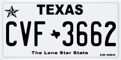 TX license plate CVF3662