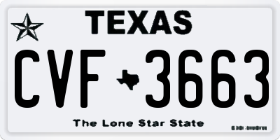 TX license plate CVF3663