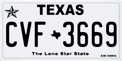 TX license plate CVF3669