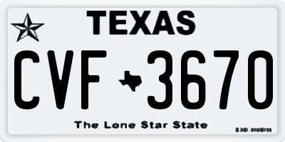 TX license plate CVF3670